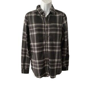 NWT American Eagle Ahh-Mazingly Soft Black Plaid Boyfriend Fit Flannel Women XXS
